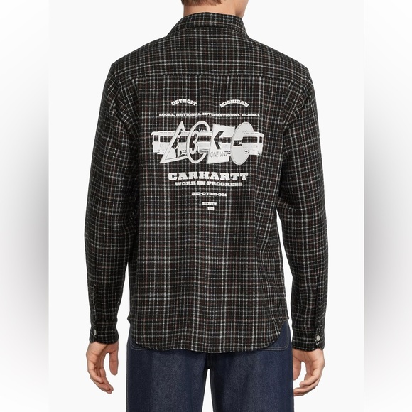 Carhartt WIP Runaway Millett Logo Check Twill Shirt Size Medium - Picture 5 of 9